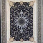 طرح آیناز سرمه ای فرش 1200 شانه تراکم 3600 برجسته