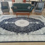 طرح ازمیر سرمه ای فرش 1200 شانه تراکم 3600 برجسته