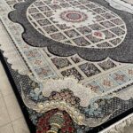 طرح خشتی مانلی سرمه ای فرش 700 شانه تراکم 2550 ساده هشت رنگ