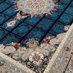 طرح رومینا سرمه ای فرش 700 شانه تراکم 2550 ساده هشت رنگ