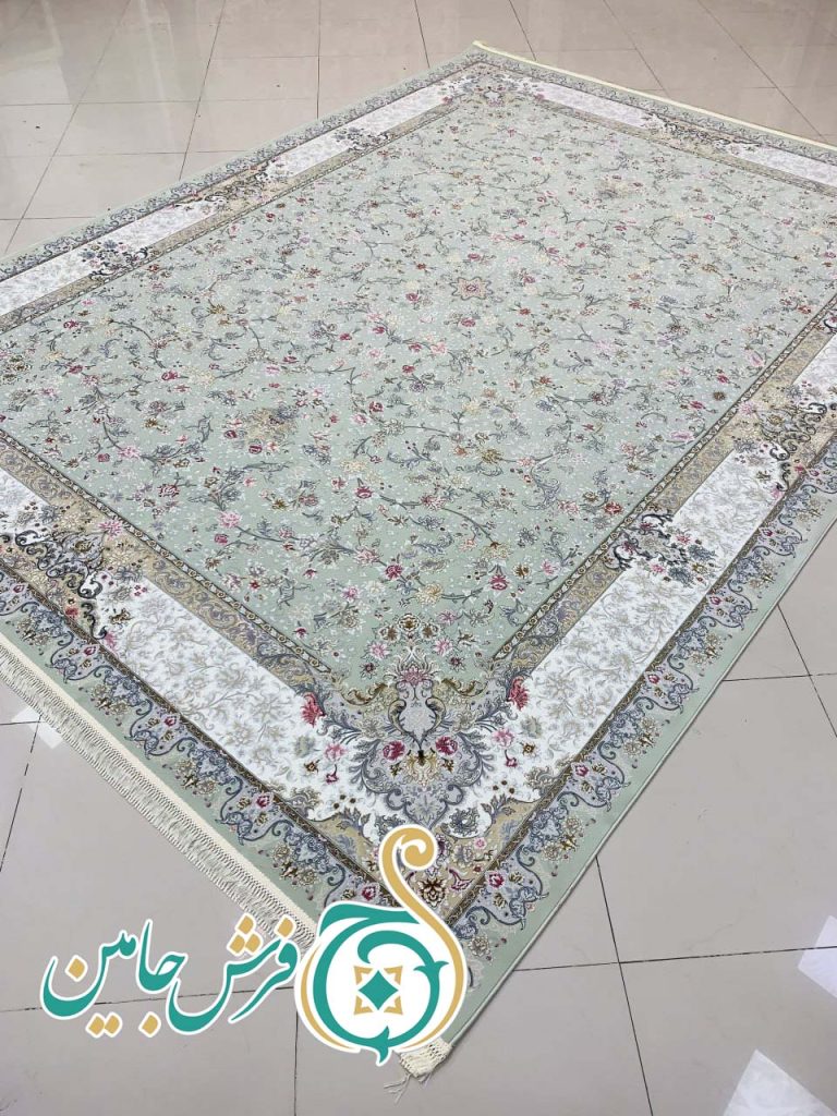 فرش 1700 شانه تراکم 5100 بدون برجستگی طرح گلسا سبز ده رنگ