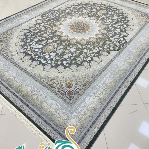 فرش 1700 شانه تراکم 5100 بدون برجستگی طرح دیانا ذغالی ده رنگ