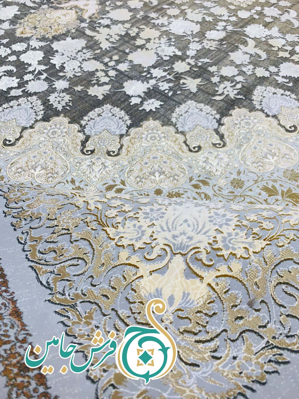 فرش 1700 شانه تراکم 5100 بدون برجستگی طرح دیانا ذغالی ده رنگ