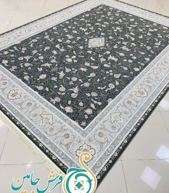 فرش 1700 شانه تراکم 5100 بدون برجستگی طرح ایتک ذغالی ده رنگ