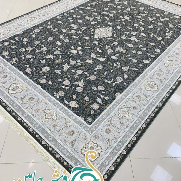 فرش 1700 شانه تراکم 5100 بدون برجستگی طرح ایتک ذغالی ده رنگ