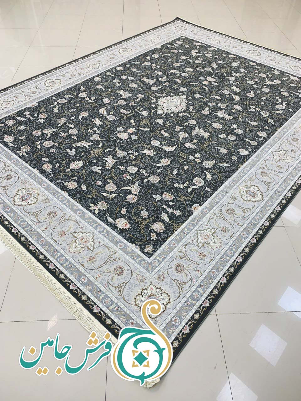 فرش 1700 شانه تراکم 5100 بدون برجستگی طرح ایتک ذغالی ده رنگ