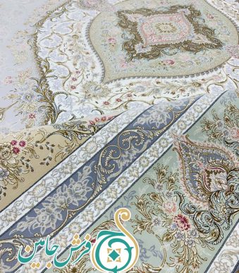فرش 1700 شانه تراکم 5100 بدون برجستگی طرح گلبهار سیلور ده رنگ