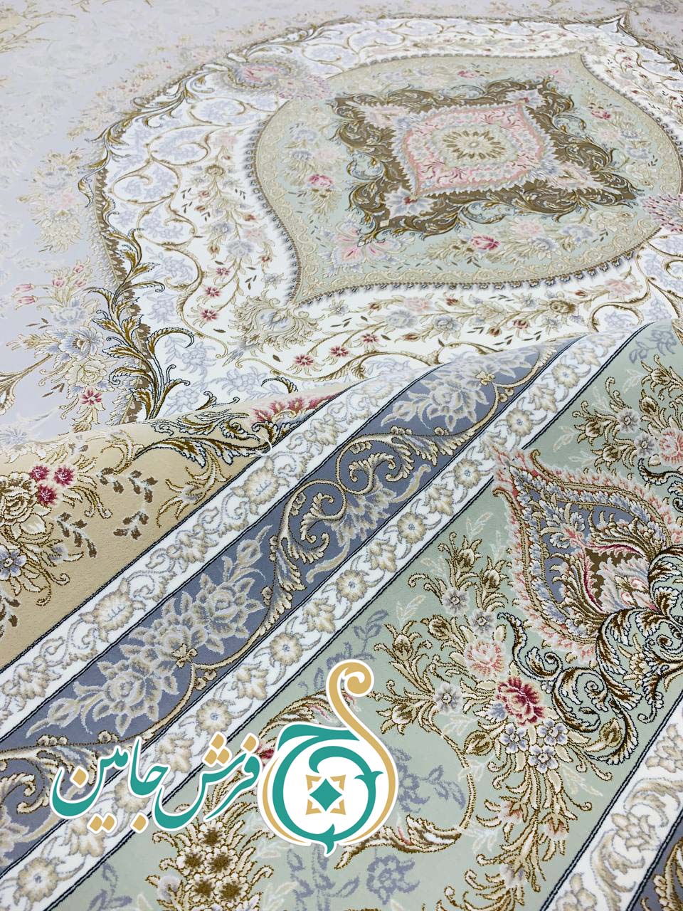 فرش 1700 شانه تراکم 5100 بدون برجستگی طرح گلبهار سیلور ده رنگ