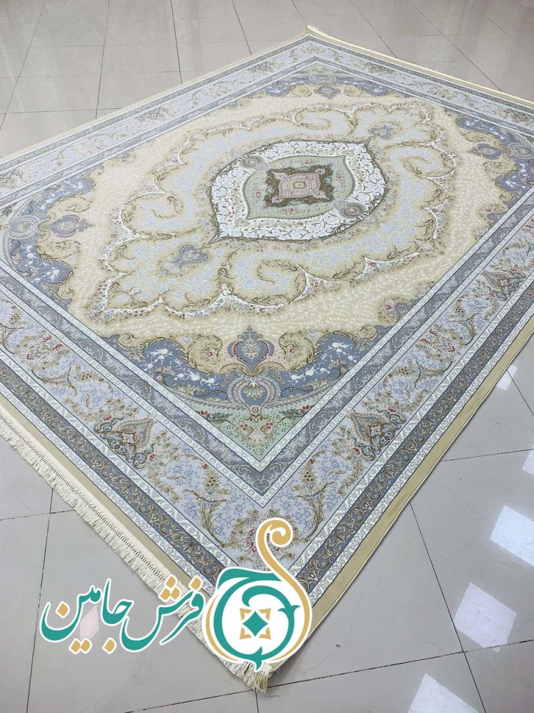 فرش 1700 شانه تراکم 5100 بدون برجستگی طرح گلبهار بژ ده رنگ