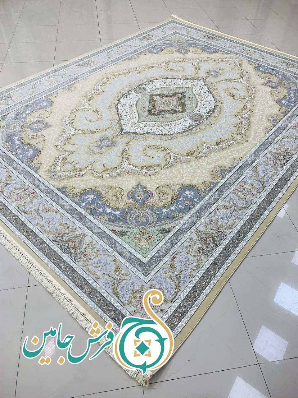 فرش 1700 شانه تراکم 5100 بدون برجستگی طرح گلبهار بژ ده رنگ
