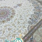 فرش 1700 شانه تراکم 5100 بدون برجستگی طرح ترنج کرم ده رنگ