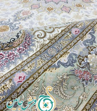 فرش 1700 شانه تراکم 5100 بدون برجستگی طرح ترنج کرم ده رنگ