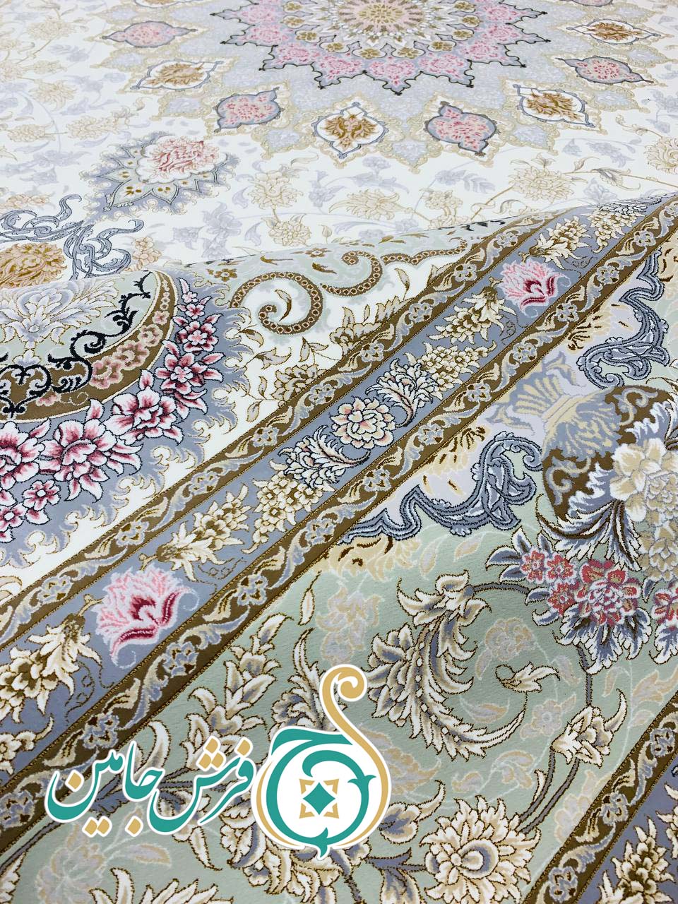 فرش 1700 شانه تراکم 5100 بدون برجستگی طرح ترنج کرم ده رنگ