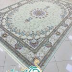 فرش 1700 شانه تراکم 5100 بدون برجستگی طرح ترنج سبز ده رنگ