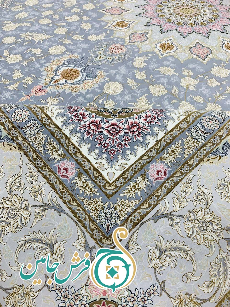 فرش 1700 شانه تراکم 5100 بدون برجستگی طرح ترنج دلفینی ده رنگ