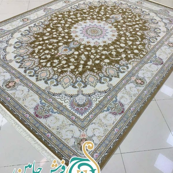 فرش 1700 شانه تراکم 5100 ساده ترنج نسکافه ای