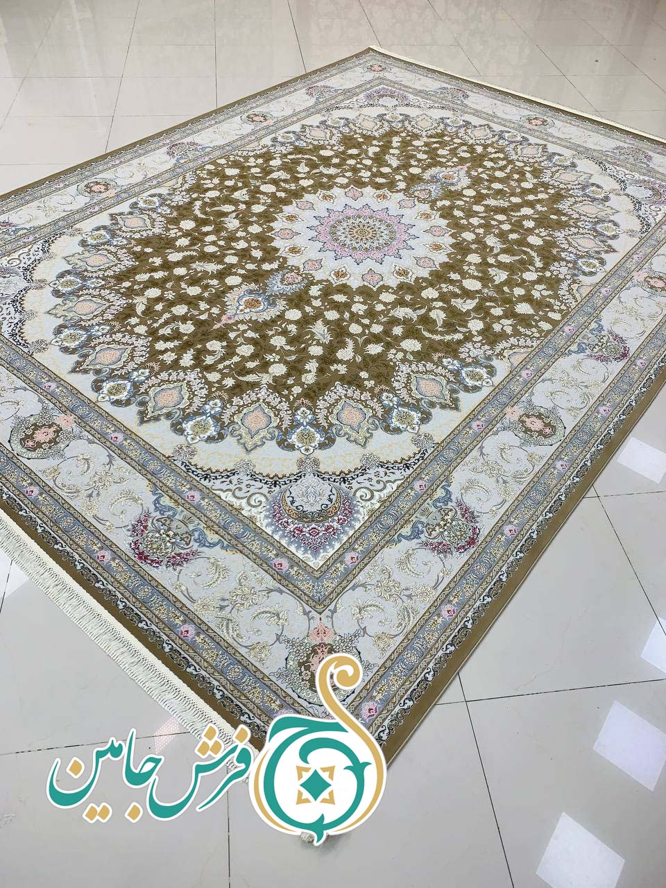 فرش 1700 شانه تراکم 5100 ساده ترنج نسکافه ای