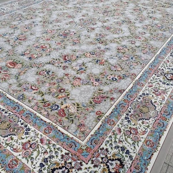 فرش ماشینی ۱۲۰۰ شانه طرح باغ گل فیلی