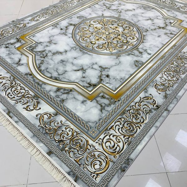 فرش ماشینی ۱۲۰۰ شانه طرح هلن سیلور بدون برجستگی