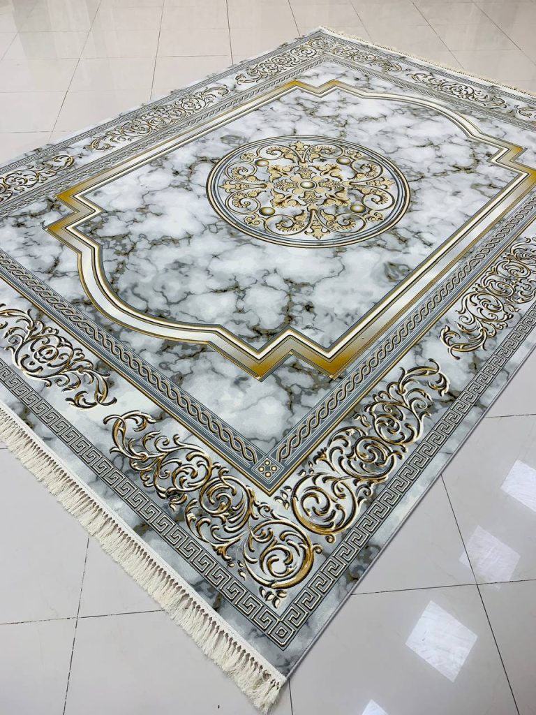 فرش ماشینی ۱۲۰۰ شانه طرح هلن سیلور بدون برجستگی