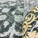فرش ماشینی ۱۲۰۰ شانه طرح ساغر دودی گل برجسته