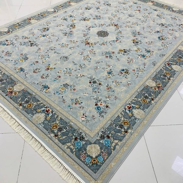 فرش ماشینی ۱۲۰۰ شانه طرح مهدیسا سیلور بدون برجستگی
