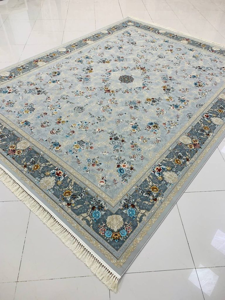 فرش ماشینی ۱۲۰۰ شانه طرح مهدیسا سیلور بدون برجستگی