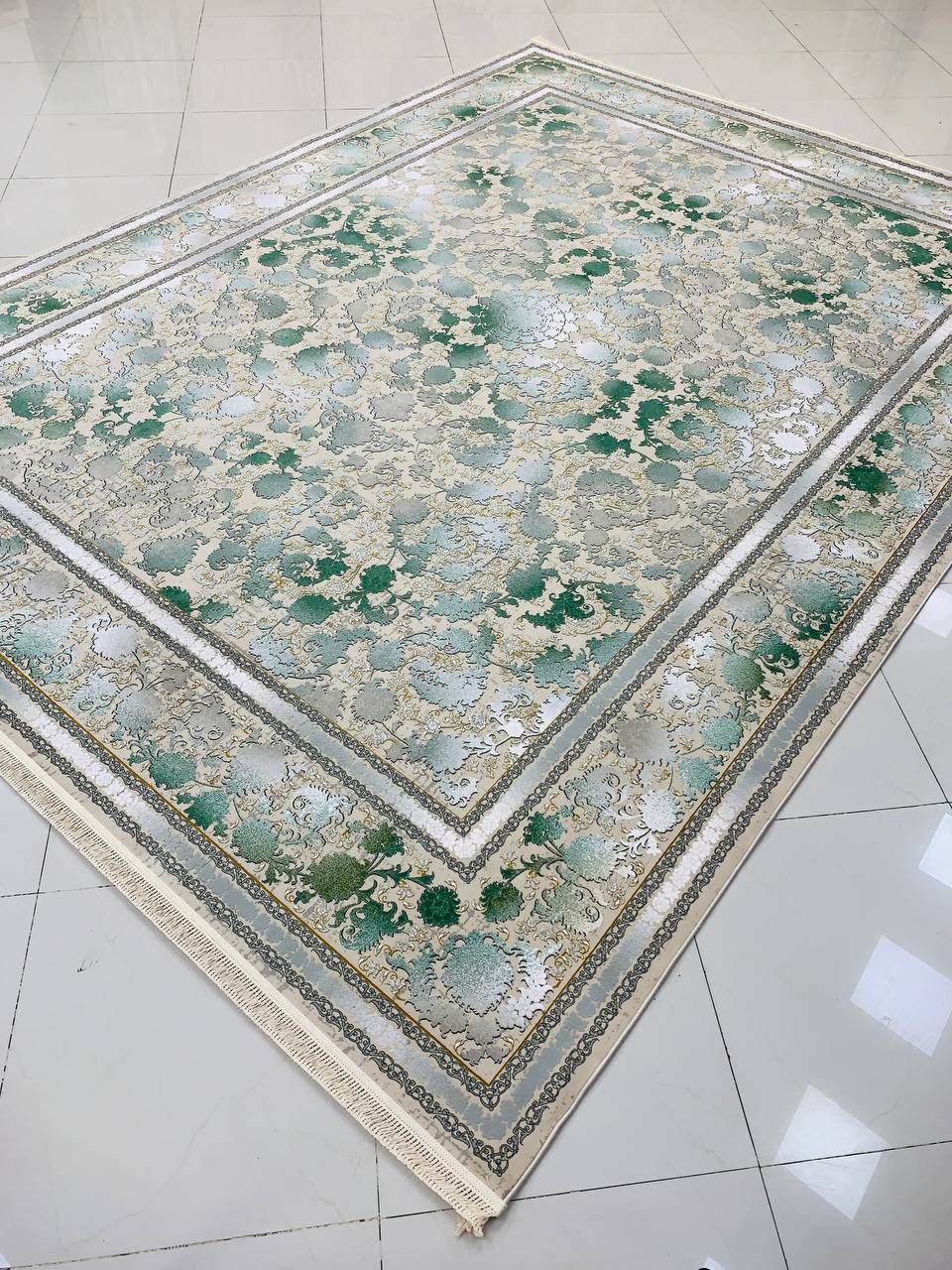 فرش ماشینی ۱۲۰۰ شانه طرح پانیا صدفی گل برجسته