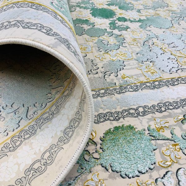 فرش ماشینی ۱۲۰۰ شانه طرح پانیا صدفی گل برجسته