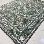فرش ماشینی ۱۲۰۰ شانه طرح پانیا دودی گل برجسته