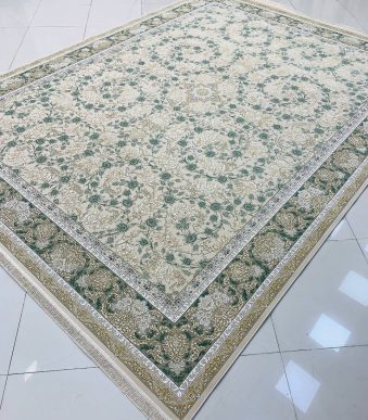 فرش ماشینی ۱۲۰۰ شانه طرح رزیتا 201 صدفی گل برجسته