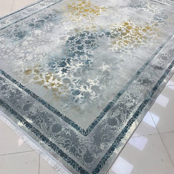 فرش ماشینی ۱۲۰۰ شانه طرح مهسان سیلور بدون برجستگی