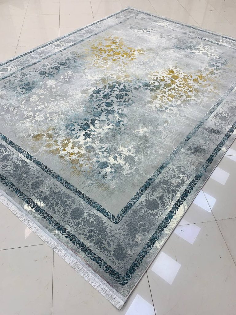 فرش ماشینی ۱۲۰۰ شانه طرح مهسان سیلور بدون برجستگی