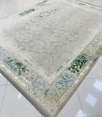 فرش ماشینی ۱۲۰۰ شانه طرح روناک ترمه ای گل برجسته