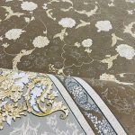 فرش ماشینی ۱۲۰۰ شانه طرح زرگل نسکافه ای گل برجسته