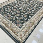 فرش ماشینی ۱۲۰۰ شانه طرح ترلان دودی گل برجسته