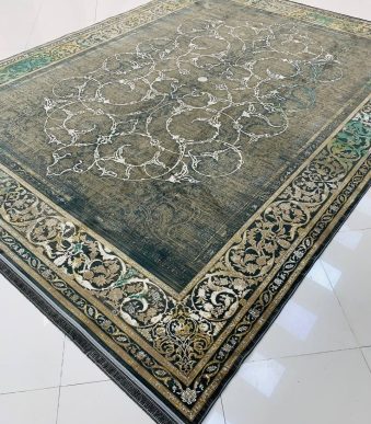 فرش ماشینی ۱۲۰۰ شانه طرح روناک دودی گل برجسته