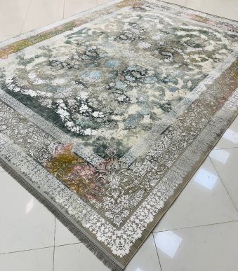 فرش ماشینی ۱۲۰۰ شانه طرح رها ترمه ای گل برجسته
