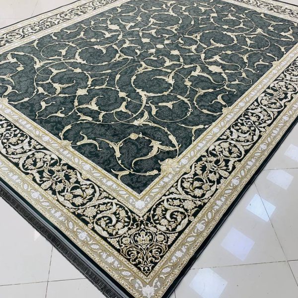 فرش ماشینی ۱۲۰۰ شانه طرح سامیا دودی گل برجسته