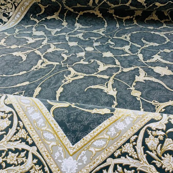 فرش ماشینی ۱۲۰۰ شانه طرح سامیا دودی گل برجسته