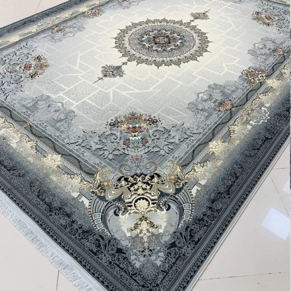 فرش ماشینی ۱۲۰۰ شانه شاهنامه طوسی تراکم 3600 ساده سنگین وزن