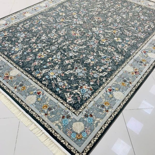 فرش ماشینی ۱۲۰۰ شانه مهدیسا دودی تراکم 3600 ساده سنگین وزن