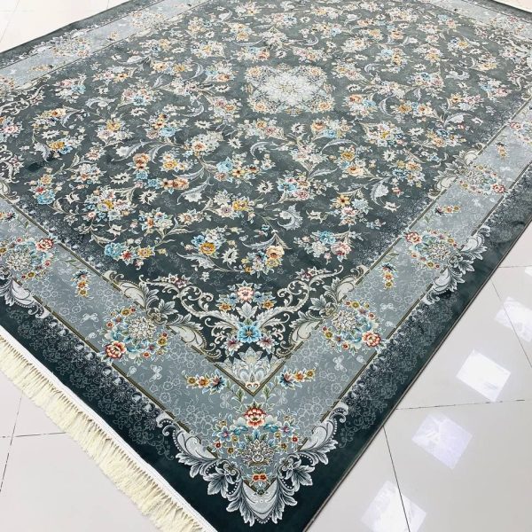 فرش ماشینی ۱۲۰۰ شانه پریزاد دودی تراکم 3600 ساده سنگین وزن